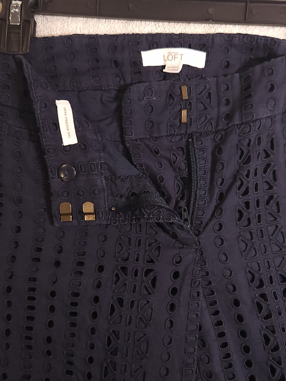 LOFT 2P Navy Eyelet Women’s Pants - Picture 4 of 6